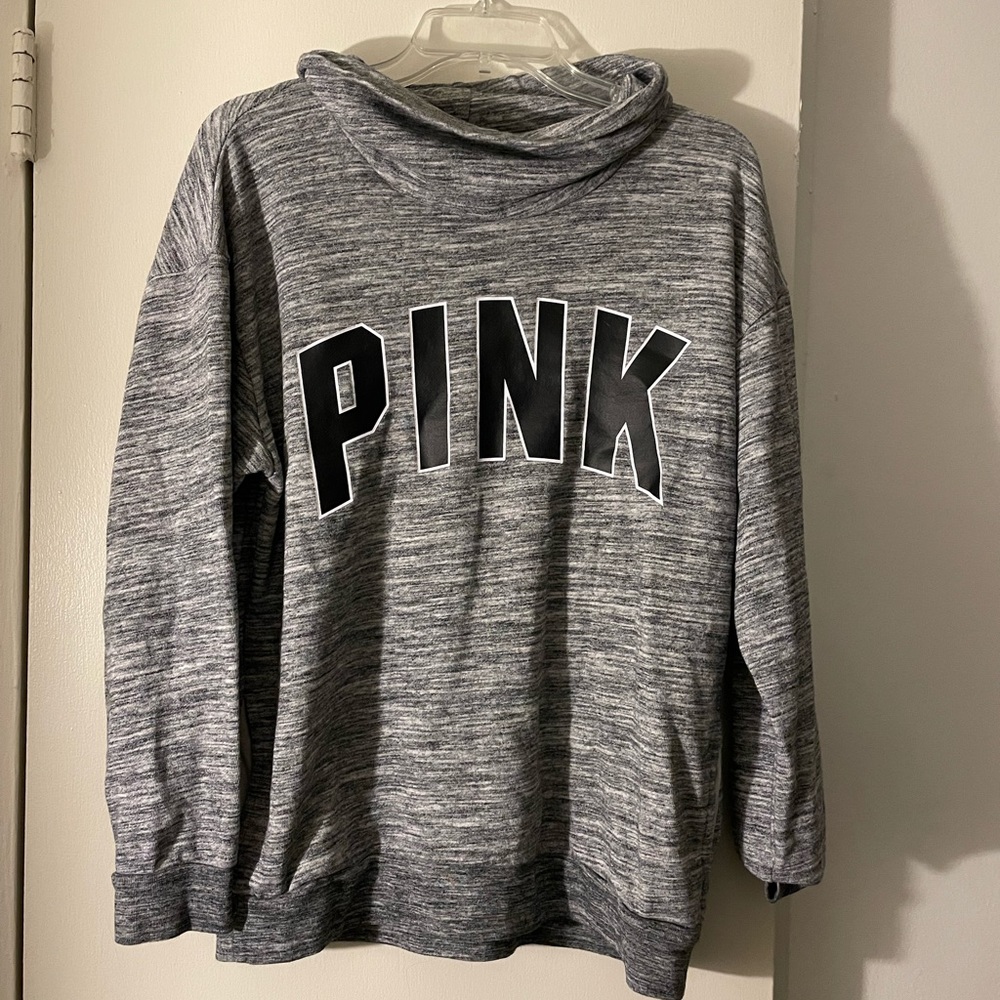 PINK Pullover Sweatshirt, Gray, Small